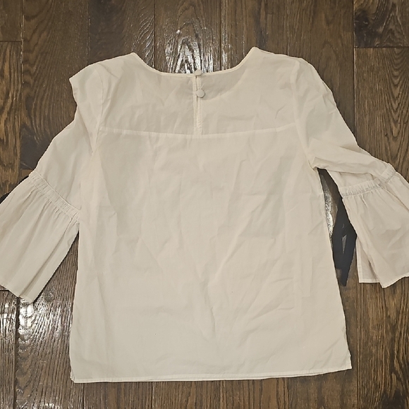 J. Crew Cream Blouse with Black Ribbon Accents - Picture 3 of 4
